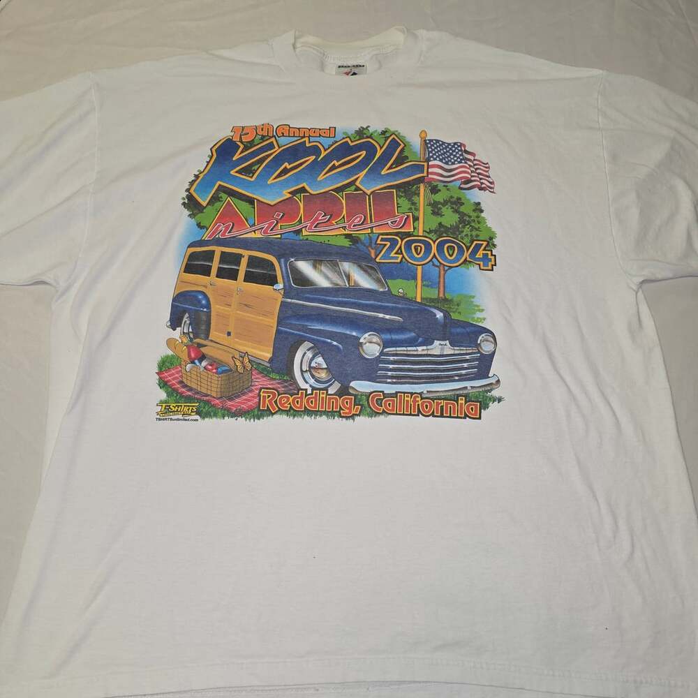 Vintage 2004 Woodie Car Show 15th Annual Kool April Nites Redding T-Shirt 2XL
